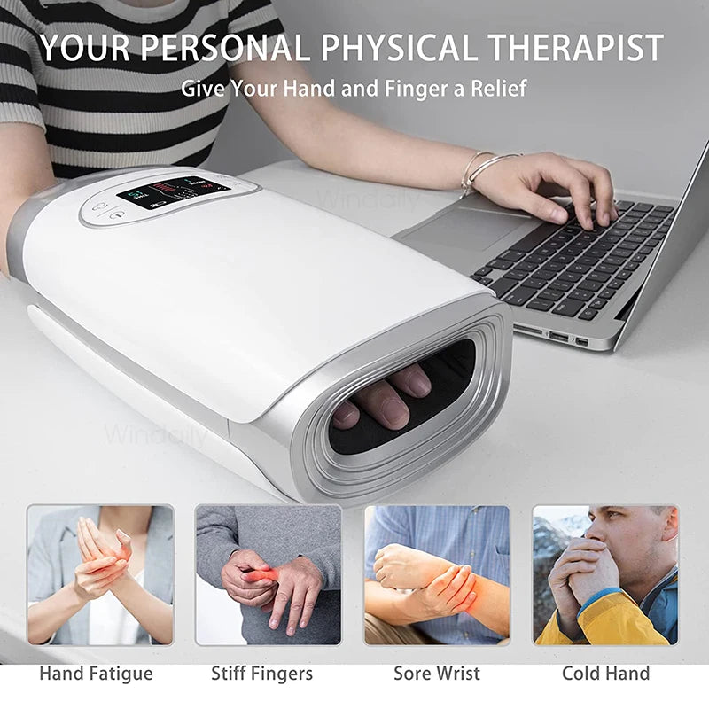 2025 Electric Wireless Hand Massager Device Heat Air Compression Palm Massage Machine Beauty Finger Wrist Spa Relax Pain Relief