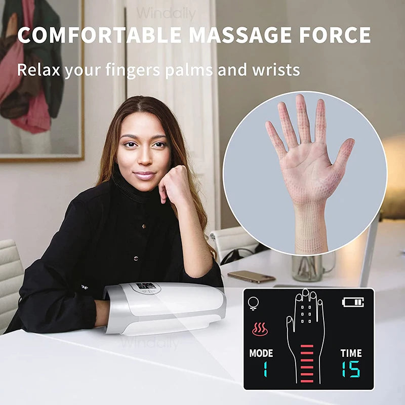 2025 Electric Wireless Hand Massager Device Heat Air Compression Palm Massage Machine Beauty Finger Wrist Spa Relax Pain Relief