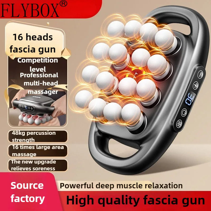 Multi-Head Deep Tissue Massage Gun (8/16 Head) — LCD Quiet Cordless