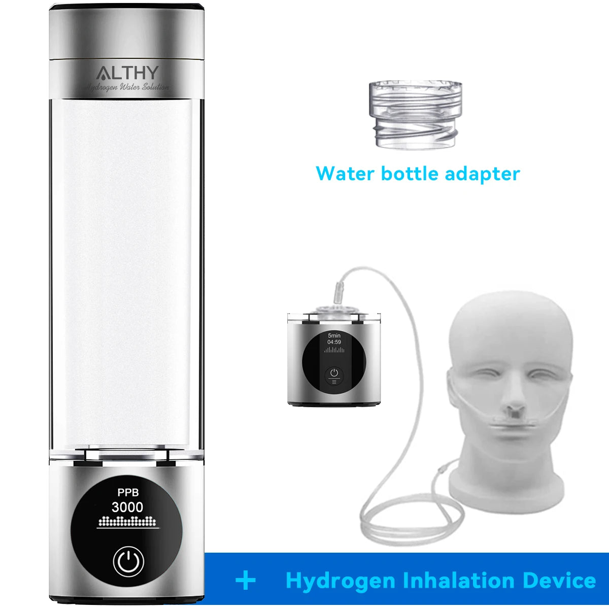 ALTHY Premium Hydrogen Water Bottle 5,000 PPB | DuPont SPE+PEM | Dual Chamber