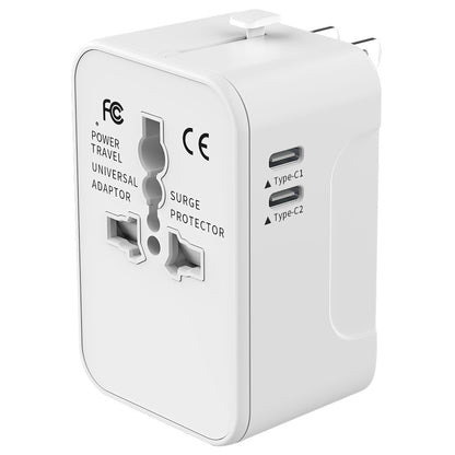 Travel Adapter Worldwide All In One International Power Adapter Universal Adapter Plug With 2.1A Dual USB Charging Ports For Asia Europe UK AUS And USA