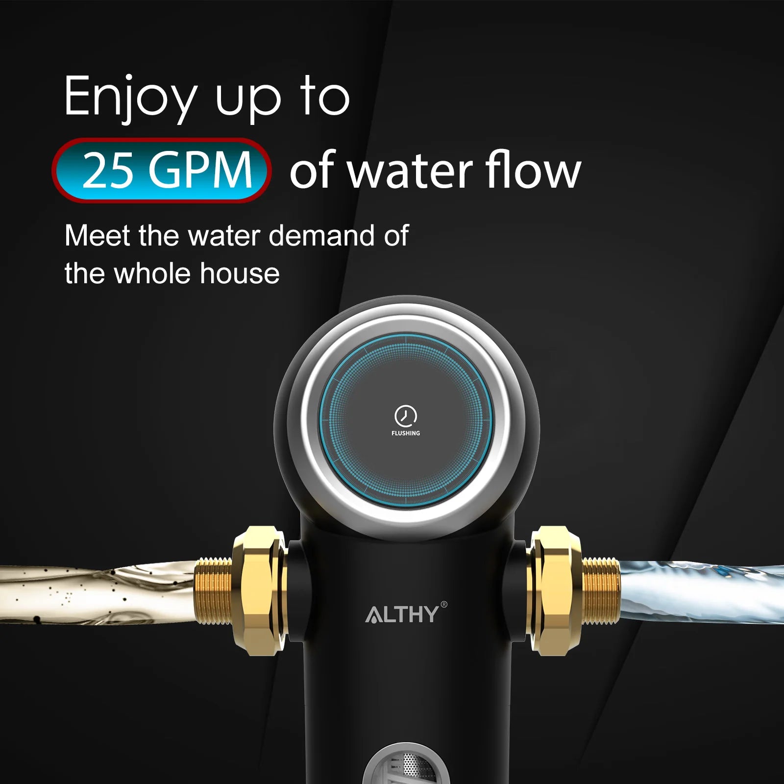 ALTHY Auto-Flush Whole-Home Sediment Filter - 40µm Stainless Mesh.