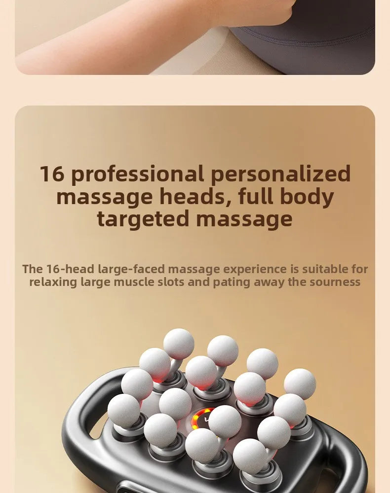Multi-Head Deep Tissue Massage Gun (8/16 Head) — LCD Quiet Cordless