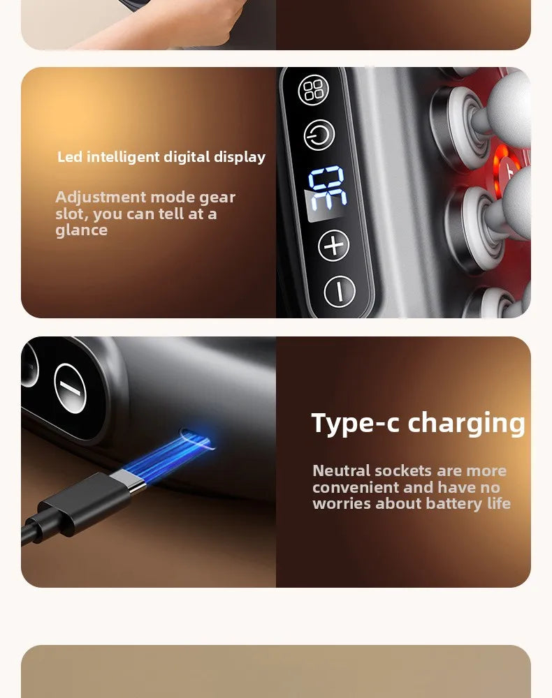 Multi-Head Deep Tissue Massage Gun (8/16 Head) — LCD Quiet Cordless