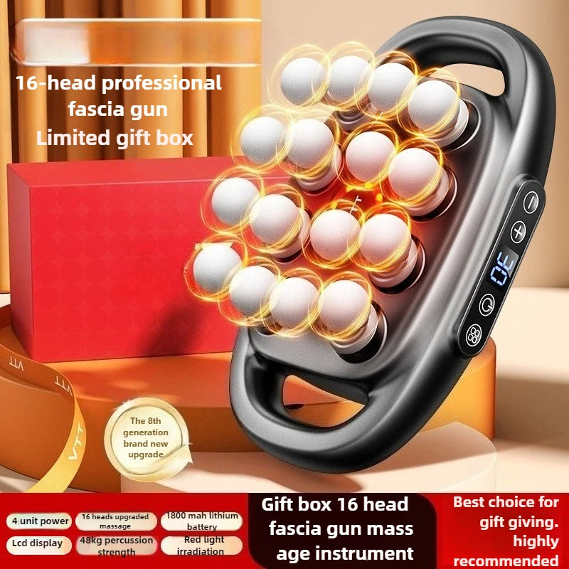 Multi-Head Deep Tissue Massage Gun (8/16 Head) — LCD Quiet Cordless