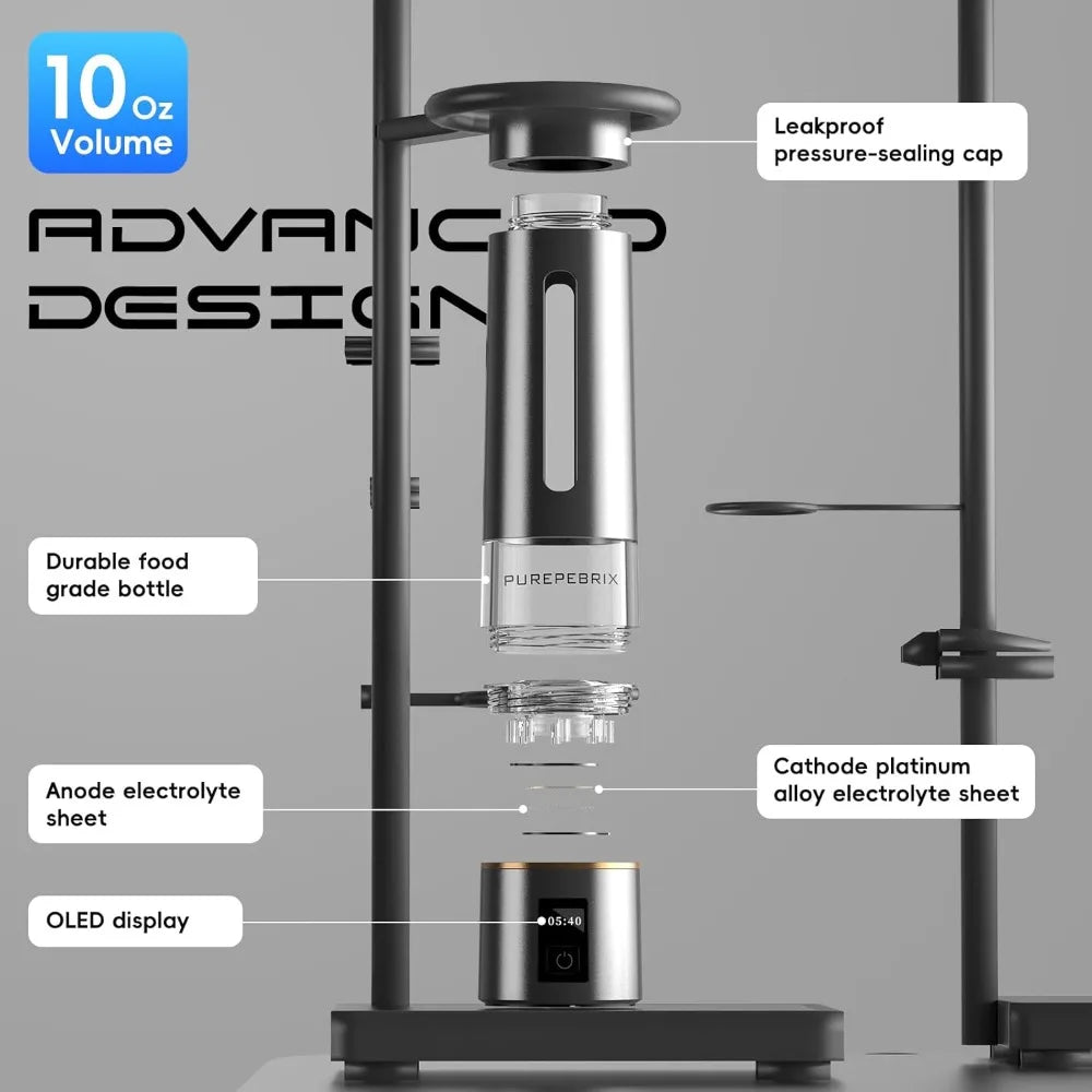 Hydrogen Water Bottle Generator - Up to 8100 PPB  Certified H2 Generator-Portable Alkaline Water Pitcher 3 Hydrogen Modes
