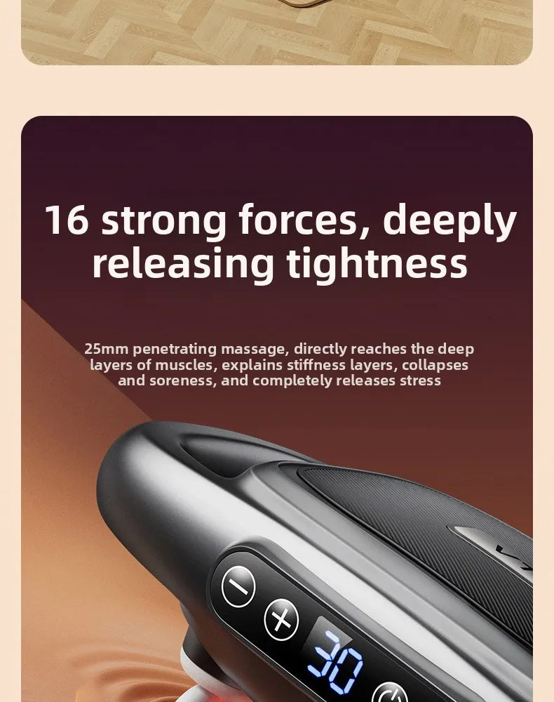 Multi-Head Deep Tissue Massage Gun (8/16 Head) — LCD Quiet Cordless