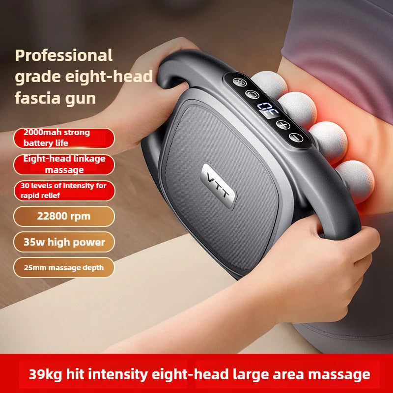 Multi-Head Deep Tissue Massage Gun (8/16 Head) — LCD Quiet Cordless