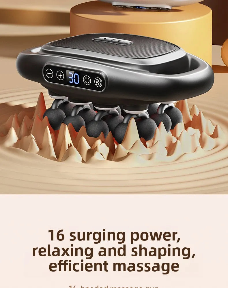 Multi-Head Deep Tissue Massage Gun (8/16 Head) — LCD Quiet Cordless