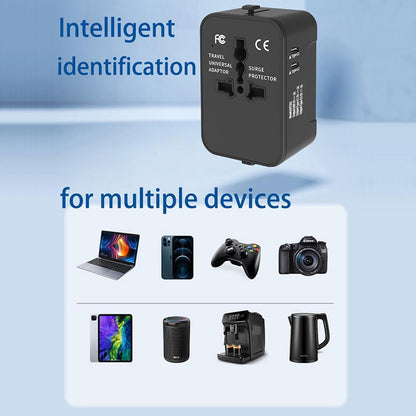 Travel Adapter Worldwide All In One International Power Adapter Universal Adapter Plug With 2.1A Dual USB Charging Ports For Asia Europe UK AUS And USA